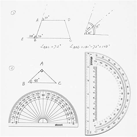 EBoot Plastic Protractor 180 Degree 4 Inch And 6 Inch Clear 2 Pieces