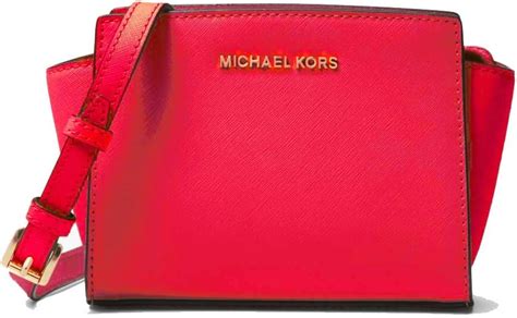 Michael Michael Kors Selma Mini Saffiano Leather Crossbody Messenger Bag Deep Pink