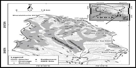 Location Map Of Chorabari Glacier And Automatic Weather Station Site