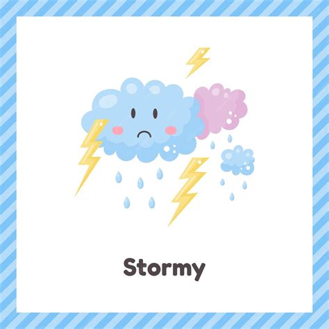 Premium Vector Clouds Thunderstorm Cute Weather Stormy For Kids Flash