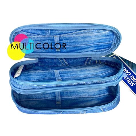 Astuccio Zip Tinta Unita Jeans Multicolor Colorificio Cartoleria