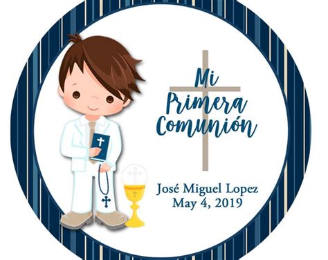 Mi Primera Comunion Sticker First Communion Favor Tag Holy Communion