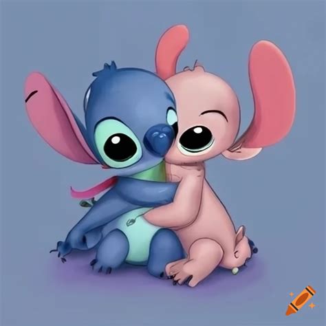 how to draw stitch and angel kissing