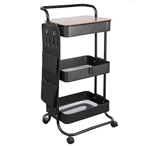 Snagshout Dtk Tier Metal Utility Rolling Cart With Table Top And