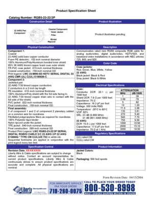 Fillable Online Product Specification Sheet Catalog Number Rgb