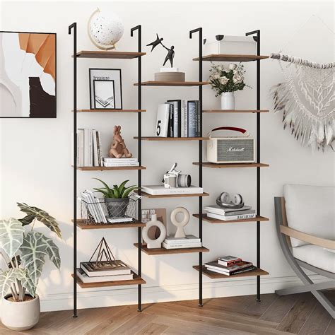 Buy Triple Wide Bookshelf Wall Ed Tiers Ladder Book Shelf Industrial