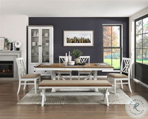 Brunson Oak And White Extendable Dining Room Set from Homelegance | Coleman Furniture