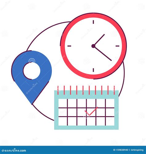 Date, Time and Place Icon. Idea of Schedule and Planning Stock Vector - Illustration of clock ...