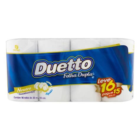 Papel Higiênico Folha Dupla Neutro Duetto 30m Pacote Leve 16 Pague 15