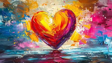 Colorful Painting Of An Heart As Symbol Of Love Valentines Day