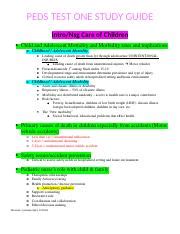 Study Guide 1 Docx PEDS TEST ONE STUDY GUIDE Intro Nsg Care Of