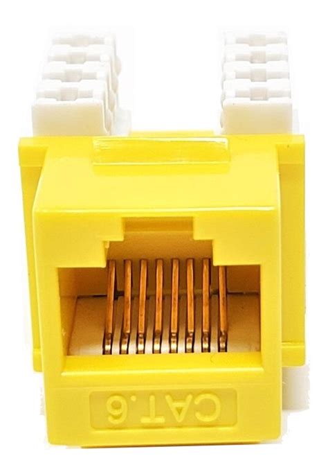 Cat6 Punch Down Keystone Jack Yellow 10 Pack Micro Connectors Inc