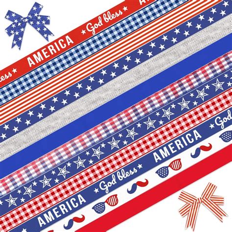 Amazon ALIBBON 12 Yards 3 8 Patriotic Ribbon 4th Of July Ribbons