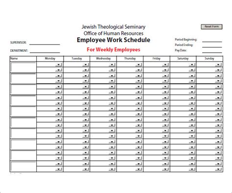 Google Sheets Employee Schedule Template