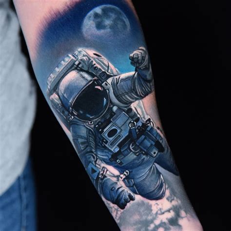 Astronaut On Moon Tattoo