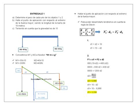 Entregale 1 Fisica Entregale 1 A Determine El Peso De Cada Uno De Los Objetos 1 Y 2 B Halle