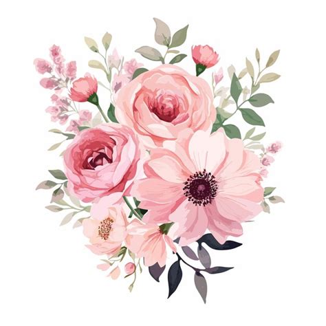 Premium Vector Watercolor Pink Flower Bouquet