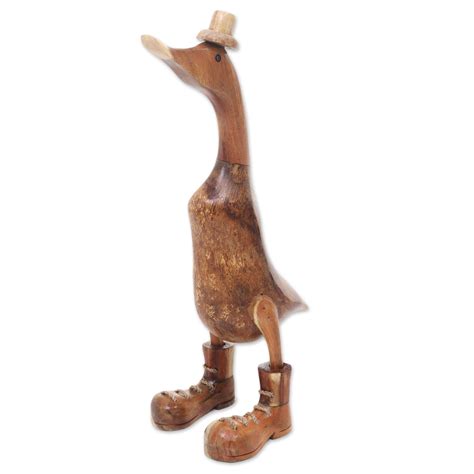 Duck With Boots And Hat Statuette Carved By Hand 16 Inch Uncle Duck