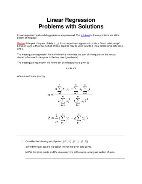 Pdf Linear Regression Problems With Solutions