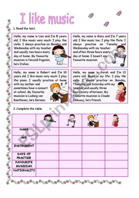 I LIKE MUSIC ESL Worksheet By Silvia Patti Vocabulary Worksheets