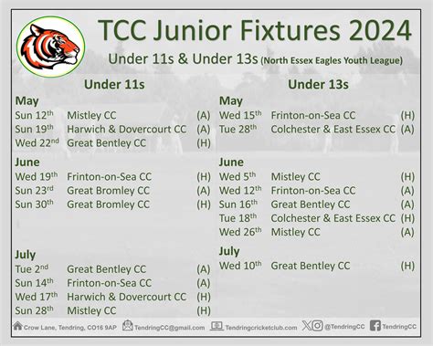 Junior Fixtures – Tendring Cricket Club