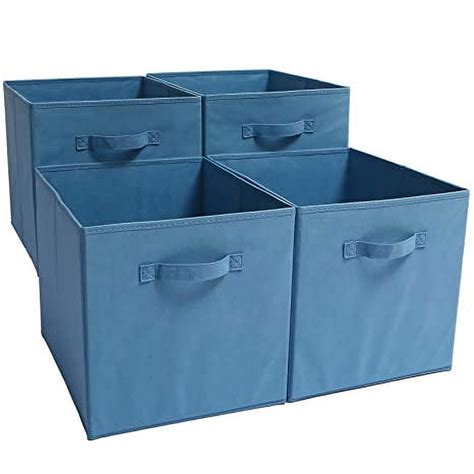 Ezoware Set Of 4 Foldable Fabric Basket Bin Collapsible Storage Cube