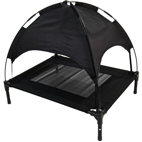 Elevated Dog Bed with Canopy in Black