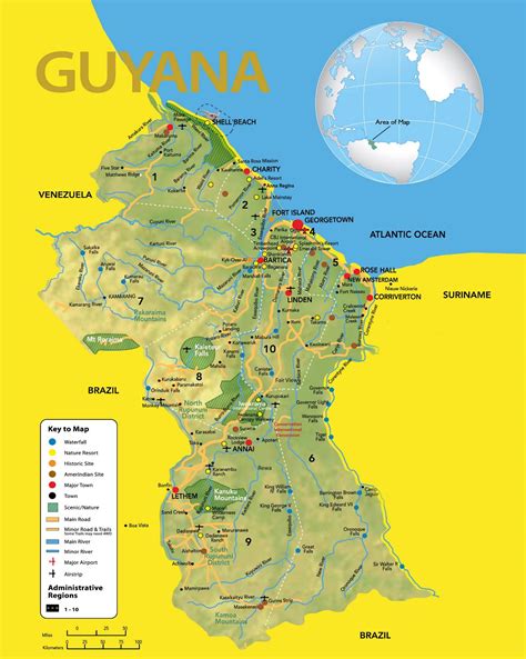 Large detailed travel map of Guyana | Guyana | South America | Mapsland ...