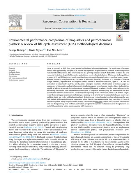 (PDF) Environmental performance comparison of bioplastics and ...