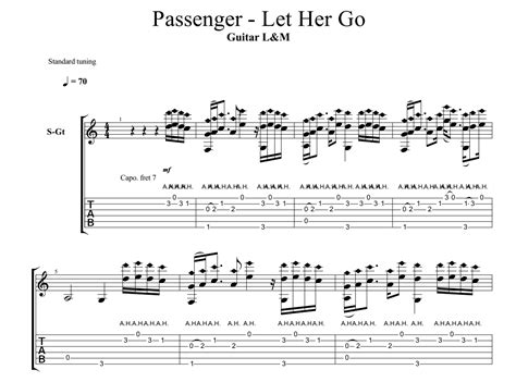 Let Her Go for guitar. Guitar sheet music and tabs.