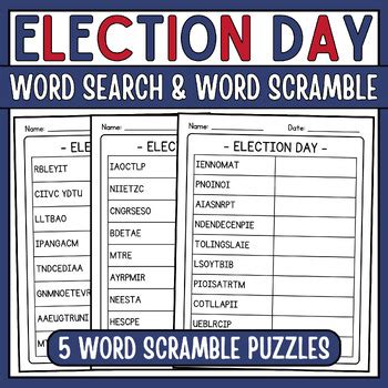 Election Day Word Search Word Scramble Election Day Activities