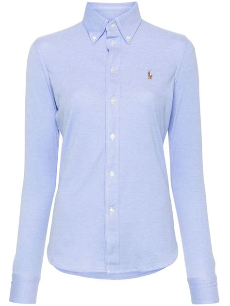 Polo Ralph Lauren Polo Pony Embroidered Cotton Shirt Blue Farfetch