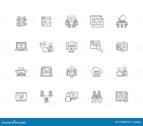 Digital Services Line Icons Collection Innovation Connectivity