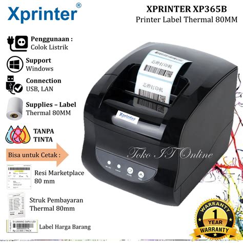 Printer Struk Thermal 80mm Xprinter XP365B USB LAN Support RJ11 Cetak