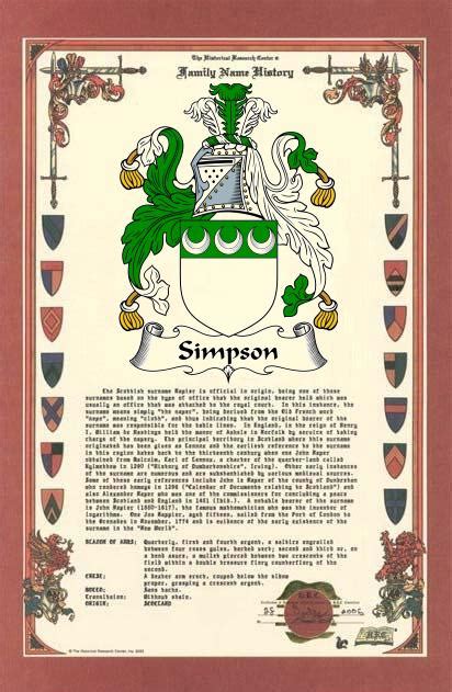 Simpson Surname History & Family Crest