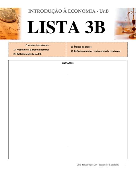 Lista Produto Real E Produto Nominal Gabarito Lista De