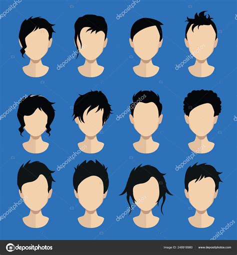 Avatar Heads Hairstyles Haircut Collection Color Background Vector