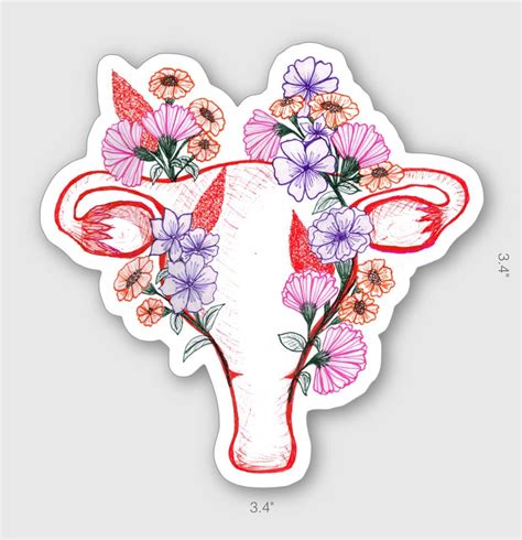 Floral Anatomy Uterus Flower Anatomic Laptop Decal Vinyl Waterproof Sticker Obstetrics