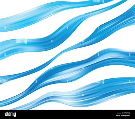 Blue Color Water Abstract Smooth Wave Curve Flow Motion Vector