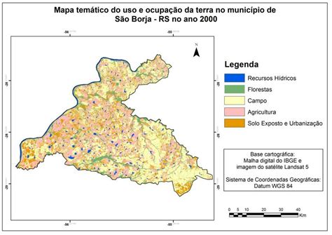 Mapa temático de uso e ocupação da terra no município de São Borja no