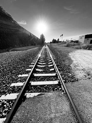 Black And White Train Tracks Stock Photo - Download Image Now - Black ...