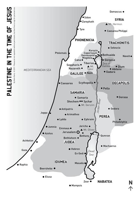 Large Detailed Old Map Of Palestine In The Time Of Jesus Bc A