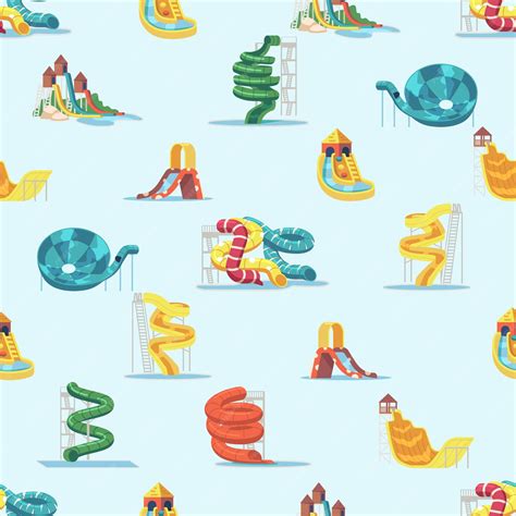 Premium Vector Seamless Pattern Featuring Vibrant Water Slides