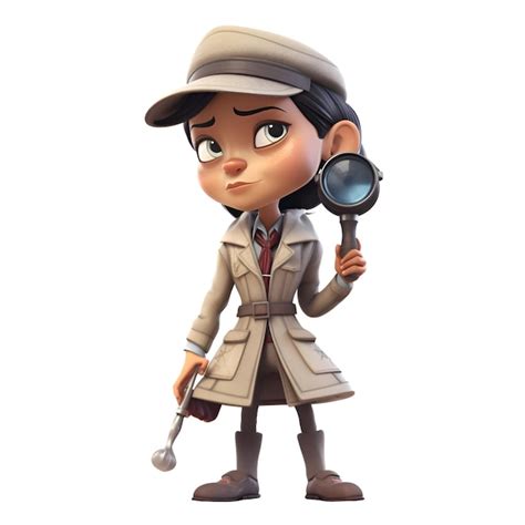 Premium Ai Image Cartoon Detective With Magnifying Glass On White