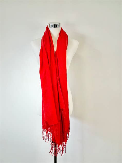 Vintage 90s Crimson Cashmere Scarf