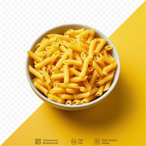 Premium Psd Top View Of Penne Pasta In A White Bowl On A Transparent