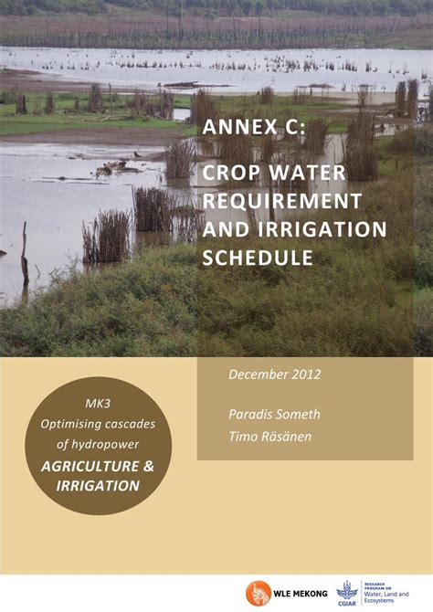 PDF ANNEX C CROP WATER REQUIREMENT AND IRRIGATION SCHEDULE CROP