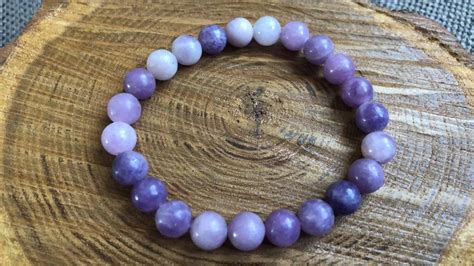 Mm Natural Lepidolite Bead Bracelet Etsy