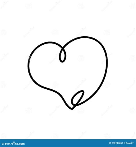 Abstract Heart As Continuous Line Drawing Stock Vector Illustration