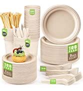 Amazon Gezond Pcs Compostable Paper Plates Set Eco Friendly